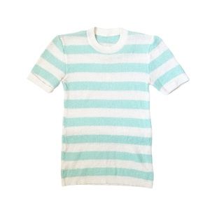 Vintage 80s light green and white striped tee